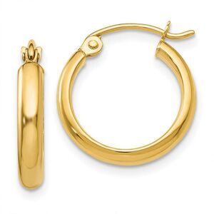 2.75mm x 15mm Polished 14k Yellow Gold Domed Round Hoop Earrings